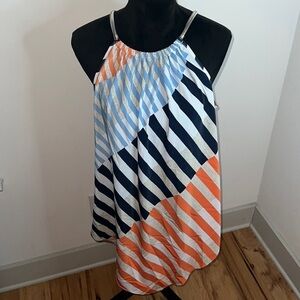 Alfani stripes sleeveless handkerchief bottom jeweled‎ straps top tunic Sz 1X